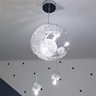 Idegu Suspension Luminaire Lune Étoiles Led Lustre Plafonnier Avec 5 Ampoules Éclairage De Décoration Pour Chambre D'enfant (lumière Blanche Froide) - B09GFSPV34
