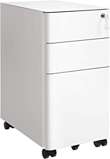 Songmics Caisson De Bureau, Placard De Rangement Mobile, Avec Roulettes Et Serrure, Pour Documents Et Dossier Suspendu, Avec 3 Tiroirs, Blanc Ofc030w01 - B0895HFSP8