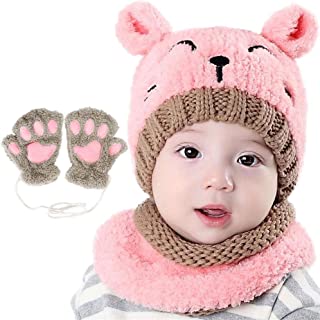 Chapeau Bonnet Enfant Hiver Bébé,ensemble Set De 3 Pièces Bonnet Chapeau Echarpe Gant Tricot Enfant Chaud Enfant Bébé Fille Garçon Beanie Chapeau Crochet Tour De Tête Pour 1-4ans - B07XDQ5X4X