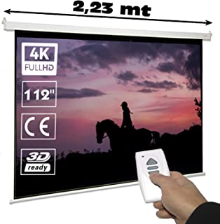 Écran De Projection Motorisé Luxscreen De 112 Pouces. Dimensions Du Tissu : 1,97 X 1,97 M. Boîtier En Acier De 2,23 M. Tissu Blanc Mat Avec Gain De Brillance 1.1. Télécommande Incluse. - B07XWJ4K6V