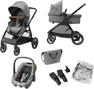 Maxi-cosi Zelia S Trio, Poussette 3 En 1 Avec Assise Transformable En Nacelle + Siège Auto Cosi Bébé Isize + Accessoires, De La Naissance à 4 Ans, Gris - B09KS5HT2R