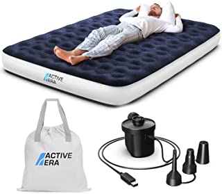 Active Era Matelas Gonflable De Camping Avec Pompe à Air Rechargeable Usb Et Pompe à Pied, 2 Personnes, Sac De Transport Inclus - 150 X 203 X 22 Cm - B088NRZCPX