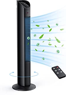 Ventilateur Tour Avec Télécommande, Ventilateur Pivotant Avec 3 Modes Et 3 Vitesses, Ventilateur Sur Pied Avec Inclinaison 75°, Rétroéclairage Automatique/minuterie 12h, Pour La Maison Et Le Bureau - B0B1ZGSM6N