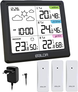 Station Météo Sans Fil Avec 3 Capteurs Extérieurs Affichage De La Température Et De L'humidité Pour Salon, Abri De Jardin - B09WDPVZHT