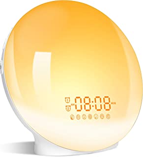 Eveil Lumière Led Radio Réveil Matin Lumineux Lampe De Chevet 20 Niveaux De Luminosité Simulateur D'aube Et Crépuscule 2 Réveils 7 Sons Naturels Fonction Snooze Veilleuse Enfant 7 Couleurs - B09B37FKVB