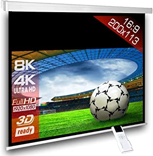 Écran De Projection Motorisé 200 X 113 Cm Slenderline Plus, Format 16:9 Full-hd 3d 4k 8k, Écran De Projection électrique Pour Vidéoprojecteur, Home Cinema, Pour Mur Ou Plafond, Avec Télécommande - B017X7JQX4