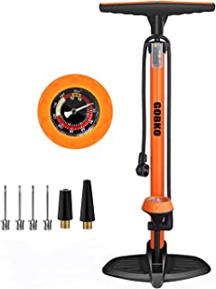 Pompe à Pied Pour Vélo Gobko, Pompe à Air Au Sol, Pompe à Vélo Avec Grand Manomètre Pour Affichage De La Pression, Double Tête Adaptée à Toutes Les Vannes - B094TXY2CD