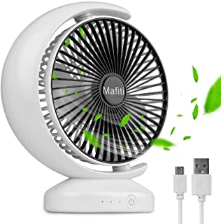 Mafiti Ventilateurs Silencieux Pour Chambre à Coucher, Ventilateur De Bureau Usb, Batterie De 2400 Mah, Ventilateur De Table Rechargeable Pour Table De Chevet, Bureau, Maison, 3 Vitesses (blanc) - B087JK16BY
