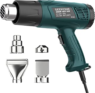Seekone Décapeur Thermique, Pistolet à Air Chaud Kit 2000w, 2 Température 400 ℃/600 ℃, Avec Protection De Surcharge, Poignée Ergonomique, Double Fil Chauffant, 4 Buses, Pour Les Enlever La Peinture - B09K33H77G