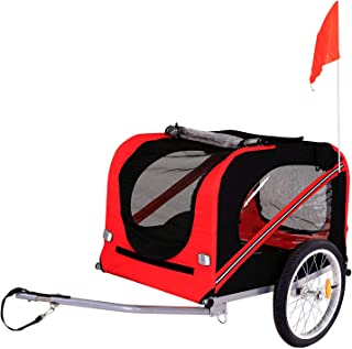Lionto Remorque Vélo Pour Chien Avec Attache Et Ceinture De Sécurité Pour Chien Rouge/noir - B07JPLJ8QJ