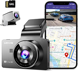 Azdome Caméra Embarquée 4k + 1080p Dashcam Avant Et Arriere Avec Wifi, Gps, 170°angle, Wdr, Enregistrement En Boucle, G-capteur, Surveillance De Stationnement, 64g Sd-carte Caméra De Voiture(m63) - B07K6BCJD7