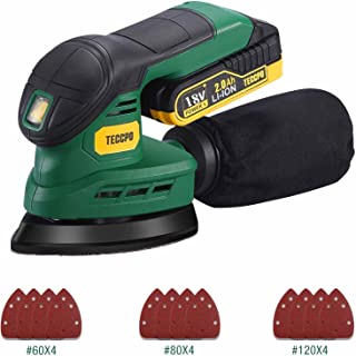Ponceuse Vibrante Sans Fil Teccpo, Ponceuse 18v Avec Papiers Abrasifs 12 Pièces, 2,0 Ah Batterie Avec Chargeur Rapide, 12 000 Opm Avec Système De Dépoussiérage Efficace - B09NN7CW1X
