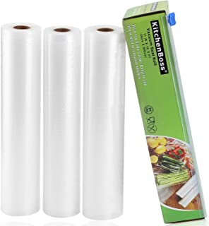 Kitchenboss Sac Sous Vide Alimentaire,3 Rouleaux 28cmx5m,total 15 M,rouleaux De Mise Sous Vide Avec 1 Boîte De Coupe(pas Plus De Ciseaux) Sans Bpa,pour Machine Sous Vide - B076DMWLSG