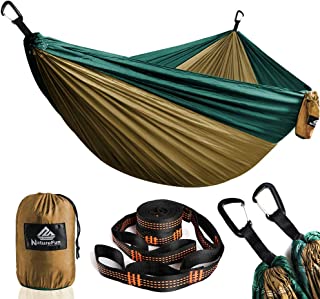 Naturefun Hamac Camping Voyage Ultra Léger | Capacité De Chargement De 300kg, (300 X 200 Cm) Resprant, Nylon Parachute Séchage Rapide | 2 X Premium Carabiners, 2 X Elingues En Nylon Compris - B074GL2Y3V