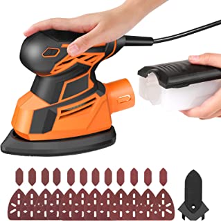 Ponceuse Vibrante - Vastar Ponceuse Electrique 14000 Tr/min Multifonction Avec Ramassage De La Poussière, 24pcs Papiers Abrasifs, 130w Ponceuse Triangulaire Pour Ponceuse De Détail Du Métal Et Du Bois - B09F3LN55Q
