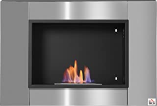 Homcom Cheminée Bioéthanol Murale Encastrable Brûleur 1.5 L, Environ 3 H De Durée De Combustion 80l X 14l X 54h Cm Couverture 25-30 M² Acier Inox - B07XHND2VL