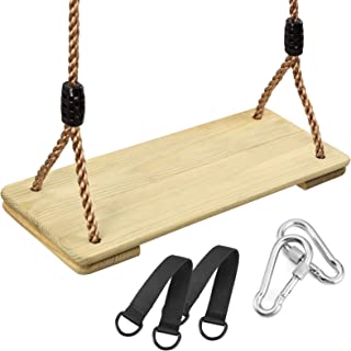 Pellor Balançoire En Bois Enfant Adulte Siège De Balançoire En Bois Avec Corde De Chanvre Réglable Siège Suspendu Swing Outdoor Pour Enfants Et Adultes Pour Aire De Jeux D'intérieur Et D'extérieur - B0983H4MDM