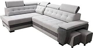 Robin Grand Canapé D'angle Avec Fonction Lit - Canapé Convertible Avec Coffre De Lit Et Deux Tabourets - Canapé D'angle Autoportant En Forme De L - Appuie-tête Réglables - Canapé Rembourré - B09F9TGQKF