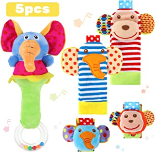 Aisiprin Bébé Hochet Jouets,bébé Poignet Et Chaussettes Hochet Jouets, Animal Bébé Chaussettes De Pied Avec Jouet Pour Bébés Garçons Filles - B09NBBB3HF