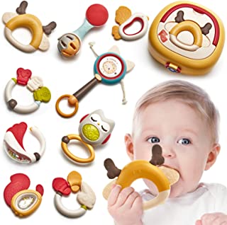 Jouet Bébé Pour 0 3 Mois Hochet De Dentition Pour Bébé Jouets D'eveil Anneaux De Dentition Avec Boîte De Rangement Sans Bpa Pour Bébés De 0 3 6 9 12 Mois Et Nouveau-né Garçon Fille - 9pcs - B09SWJL8XJ