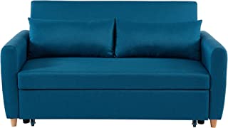 BaÏta Laura Canapé Droit Convertible 3 Places, Tissu, Bleu, 161 X 89 X 87 Cm - B0BF4RR4MH