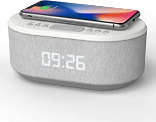 Radio Reveil Avec Chargement Sans Fil Qi, Port De Chargement Usb, Radio Fm, Enceinte Bluetooth, Double Alarme Et Affichage à Led - Réveil Numérique, Reveil Digital (blanc) - B07TJ63C6W