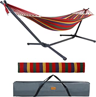 Cclife Hamac Avec Support, Avec Sac De Transport, Capacité De Charge 200 Kg, Hauteur Réglable En 2 Positions, Multicolore, Color:rayure Arc-en-ciel - B0B5T5CPDJ