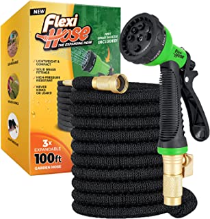 Tuyau D'arrosage Extensible Flexi Hose Upgraded - Ultra Flexible/ne S'emmêle Pas - Raccords En Laiton Massif 2 Cm - 8 Modes D'arrosage - Noir - 30 M - B07P9YFCB4