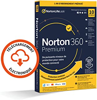 Norton™ 360 Premium 2022 |10 Appareils | 1 An D'abonnement | Secure Vpn - Password Manager - Dark Web Monitoring| Pc/mac/ios/android - Téléchargement - B07V2BT4Q8
