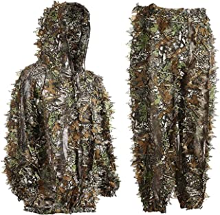 Bseical Tenue De Camouflage Ghillie Feuilles, Ghillie Suit Sniper, Tenue Camouflage Chasse, Camouflage Militaire Enfant Homme/femme Pantalon Et Veste De Chasse Kit Forêt - B08R1MSP73