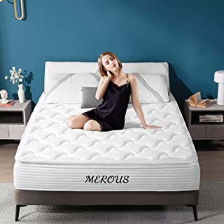 Merous Matelas Ressorts 140x190cm- Hybride à Ressorts + Mousse Mémoire - Durable Et Transpirabl- Épaisseur 10 Inch - Label Sanitzd 140x190x25 Cm (anti Bactérien/acarien) - B09XCSX71Y