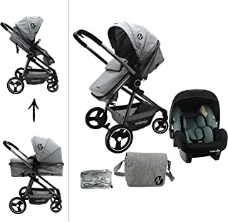 Poussette Combinée 3 En 1 - Giulia - Siège Auto Beone (grp 0+) Recommandé 4 étoiles Adac - Sac à Langer + Habillage Pluie - Nania (gris Chine) - B08F7N8ZPJ