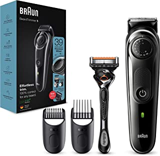 Braun Beard Trimmer 5, Tondeuse Électrique à Barbe Et Cheveux Pour Homme, Tondeuse Pour Visage, Lames Affûtées Inusables, 39 réglages De Longueurs, Noir/gris, Bt5342 - B09L79HB2W