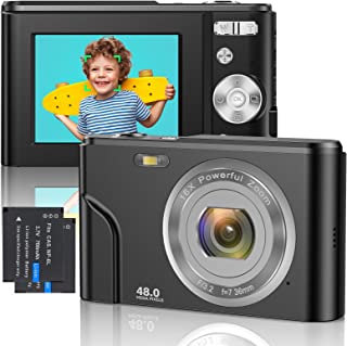 Appareil Photo Numérique 1080p Fhd Mini Autofocus Video Caméra Numérique 48mp Rechargeable Petite Vlogging Caméra 16x Zoom Compact Caméra Pour Enfants,Étudiants, Adultes,débutants (noir) - B0B3JBKYT1
