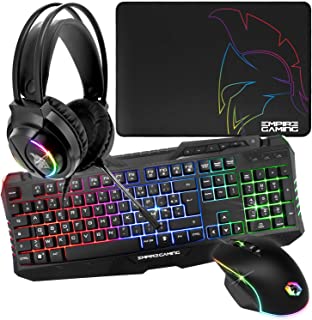 Empire Gaming - Armor S-100 Pack Gamer 4 En 1 Rgb - Clavier Rgb Azerty Anti-ghosting - Micro Casque Rgb - Souris Rgb 6400 Dpi - Tapis De Souris - Pc Ps4 Ps5 Xbox One Mac - B08Y93VD8B