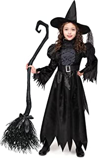 Spooktacular Creations Costume De Sorcière Noire Pour Fille Pour La Fête Costumée D'halloween, Costume De Sorcière Noire Classique Pour La Fête - B0989RYNGG
