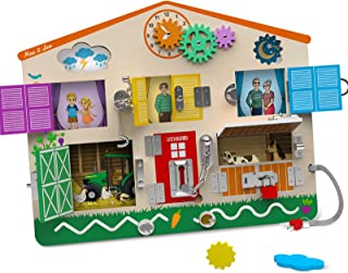 Max And Lea Lockboard - & - Busyboard En Bois - Jeux De Fermetures - Planche à Verrous - Jouet D’éveil – Planche D’activité Pour Améliorer La Motricité Fine - Enfants De 2 à 6 Ans 44 X 35 Cm - B09MZK8CR8
