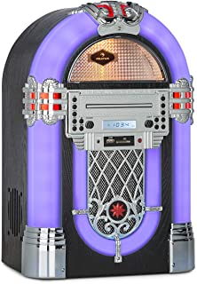 Auna Kentucky - Jukebox, Lecteur Cd, Port Usb, Lecteur De Cartes Sd, Eclairage Led, Entrée Aux, Look Des Années 50, Radio Fm, Fonction Bluetooth, Compatible Mp3, Noir - B07YX5JW6M