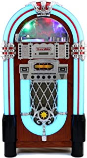 Monster Shop – Jukebox Style Rétro Années 50 à Eclairages Led Couleurs Changeantes Avec Port Usb, Bluetooth, Aux, Lecteur Cd, Lecteur De Carte Sd, Radio Am / Fm