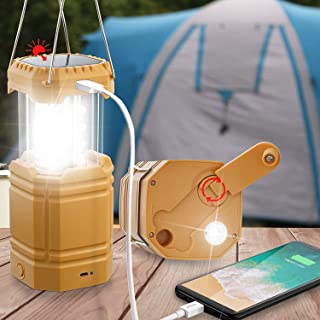 Lanterne De Camping Solaire Rechargeable Avec Manivelle, Lampe De Poche Led Avec 3 Modes D'alimentation, Batterie Externe De Secours 3000mah, Lampe De Camping Étanche Pour La Randonnée, Kit De Survie - B09B9S2KYZ