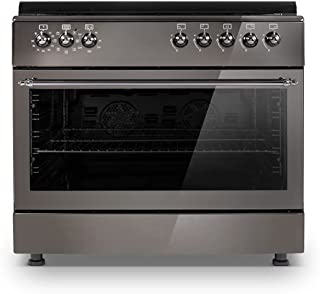 Amsta - Amcg90bm - Cuisinière Gaz - Table Gaz - 5 Foyers - Four électrique - 110 Litres - 90 Cm - Couvercle Verre - Noir - B09T3T27SG