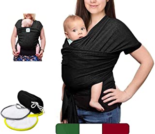 Echarpe De Portage (100% Fabriqué En Italie) Avec 2 Bavoirs Inclus - Echarpe De Portage Bebe En Coton Organique - Écharpe De Portage Bebe Doux, Léger Et Respirant, Adapté À Un Maximum De 15 Kg - B094HGPJXX