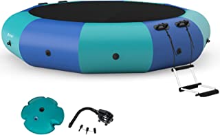 Goplus Trampoline Aquatique Gonflable 305/457 Cm Avec Gonfleur 500 W, Videur D’eau Gonflable Avec Échelle Pour Jardin Et Sport Nautique (457 Cm, Bleu+vert)