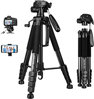 Joilcan 187cm Trépied Pour Appareil Photo, Professionnel Aluminium Trépied Caméra Avec Tête Pan Amovible à 3 Voies, Portable Trépied Photo Avec Téléphone Support Convient Aux Caméscope Dslr, Dv - B09NKW4LDJ