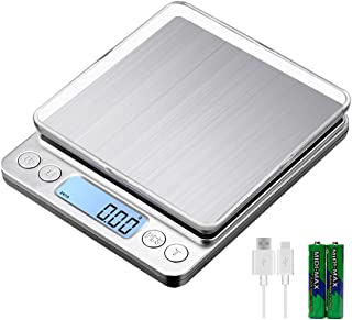 Kubei Numérique Balance De Cuisine Rechargeable Par Usb 3kg/0.1g Balance De Alimentaire Pâtisserie Numérique,précision Balance Électronique Plateaux De Table De Pesée En Acier Inoxydable,fonction Tare - B08MXHDXK7