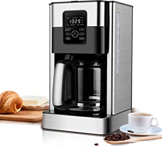 1,8l Cafetière Filtre, Programmable Machine à Café Avec Écran Tactile, 4h Maintien Au Chaud, Système Anti-goutte Et Auto-nettoyage, Filtre Réutilisable, Verseuse En Verre à 12 Tasses Incluse, 1000w - B09R1HGCCK