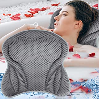 Amzeeniu Coussin De Bain Oreiller De Baignoir 4d Avec 6 Ventouses Antidérapant Oreiller De Baignoire Air Mesh,coussin De Spa,coussin De Nuque,pour Tous Types De Baignoire,soutien De La Tête,épaules