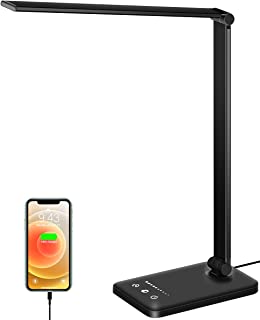 Lampe De Bureau Led, Lampes De Table Dimmable 10 Niveaux De Luminosité 5 Modes De Couleur, Contrôle Tactile Protection Des Yeux, Avec Port Usb/fonction Minuterie Pliable/rotative - B08NPTPV6B