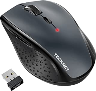 Souris Sans Fil 2.4g, Tecknet Souris Optique 3200 Dpi 6 Boutons Avec Récepteur Nano Usb Compatible Pour Macbook, Ordinateur Portable, Ordinateur De Bureau - Gris