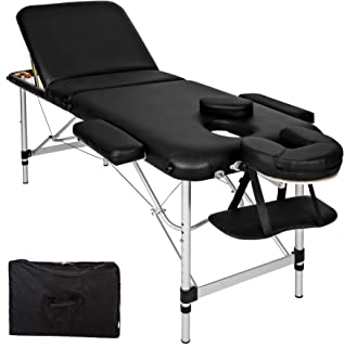 Tectake Table De Massage Pliante Aluminium Cosmetique Lit De Massage Portable + Housse De Transport - Diverses Couleurs Au Choix - (noir)